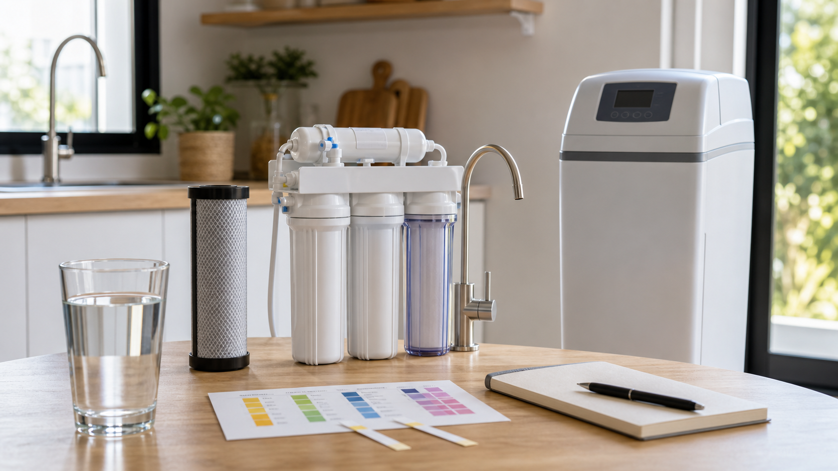 Elegir sistema de filtración de agua doméstica Comparación doméstica de sistemas de filtración de agua con vaso, filtros y test